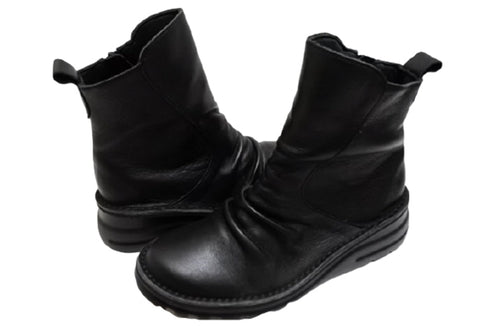 【TODAY's 0206 ブラック】幅広4E サイドジップミドルブーツ